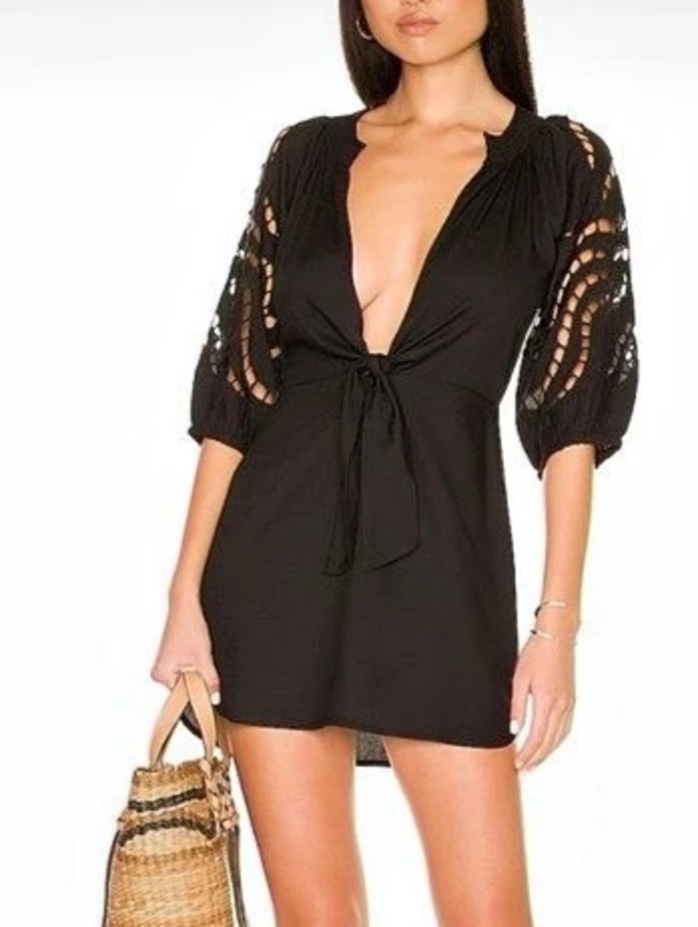 Vix Swimwear Alice Chemise Black mini dress